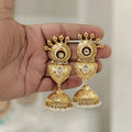 Meenal heritage jhumka with red meena work