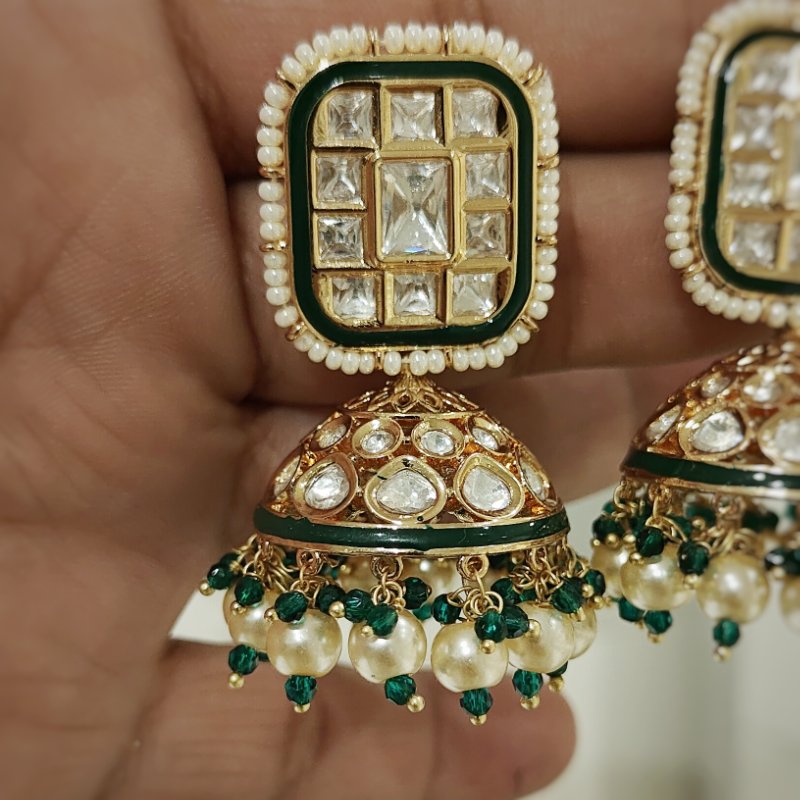 Rajini polki jhumka in jali work