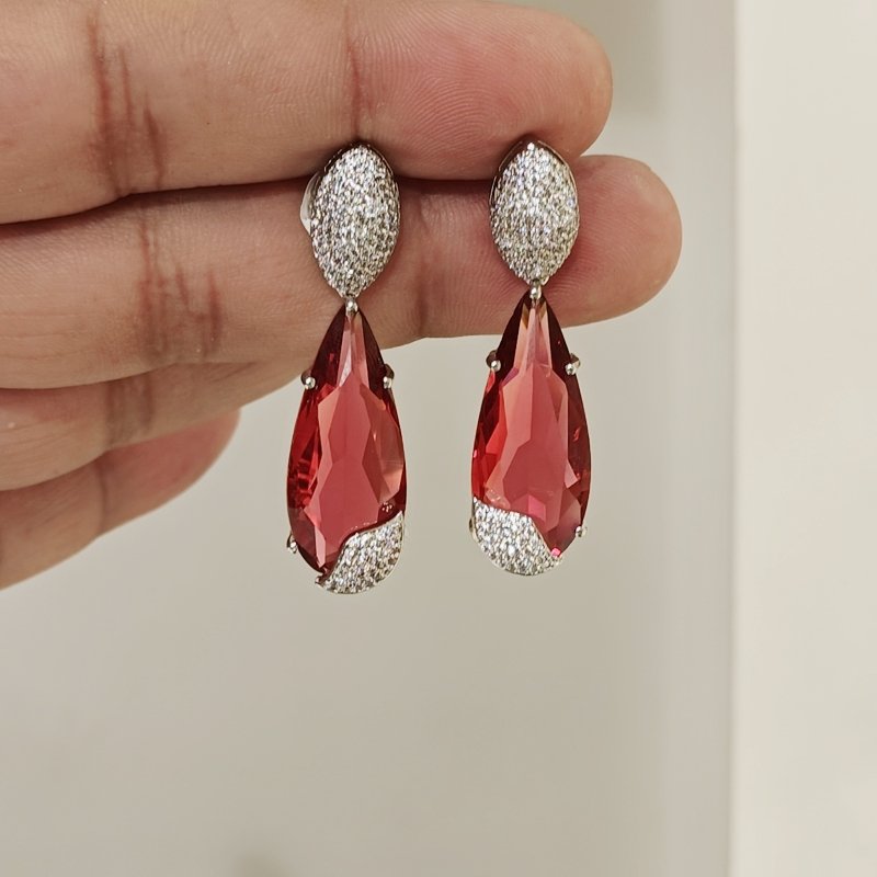 Isha ruby red earrings detail