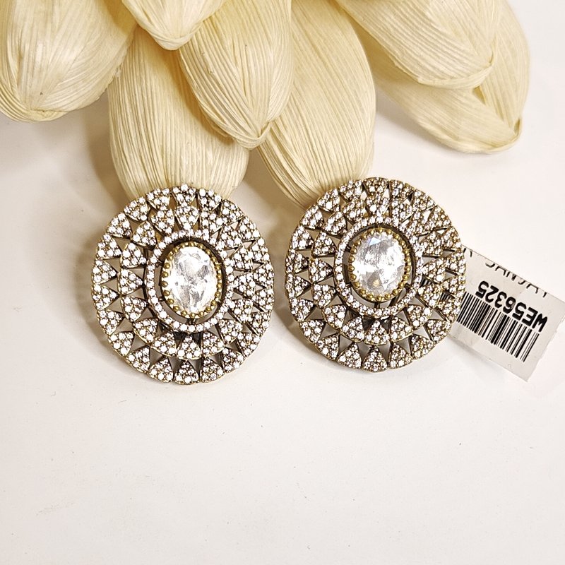 Navrang polki studs in antique finish