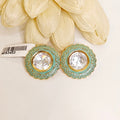 Mehrish polki studs in mint green enamel