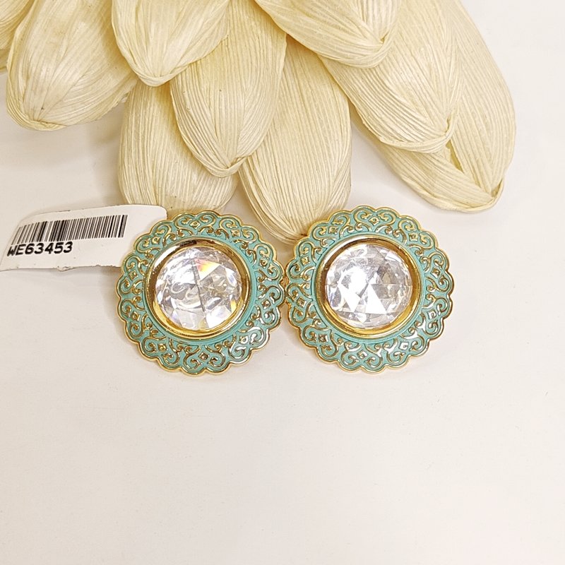 Mehrish polki studs in mint green enamel
