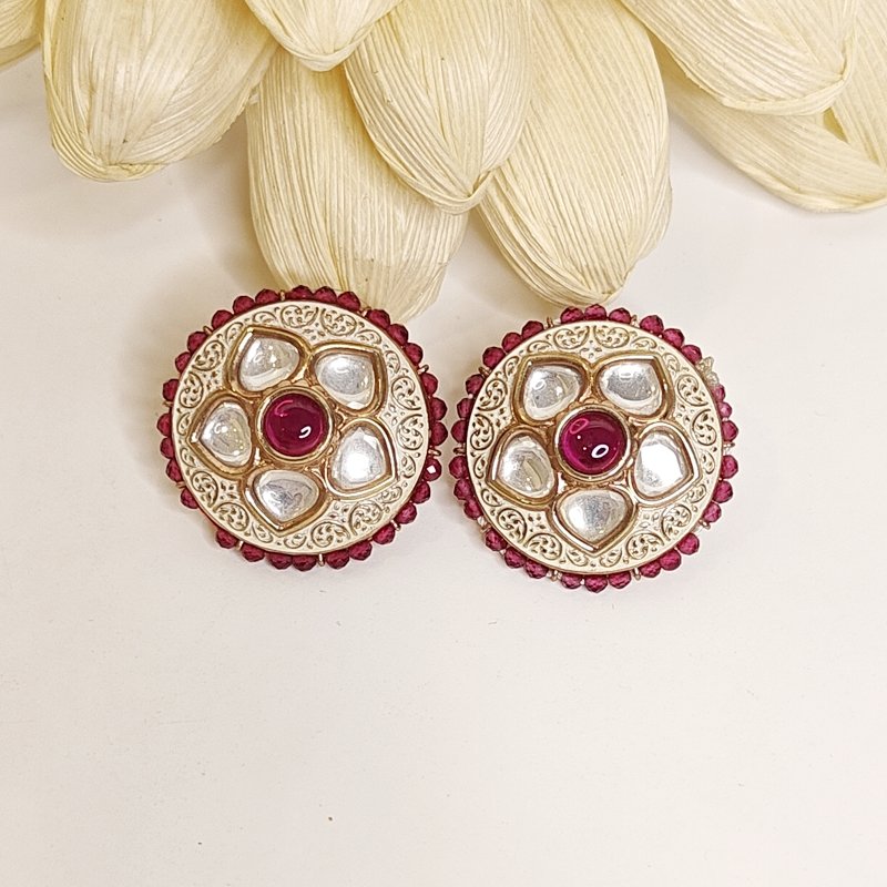 Revika polki studs in ivory enamel