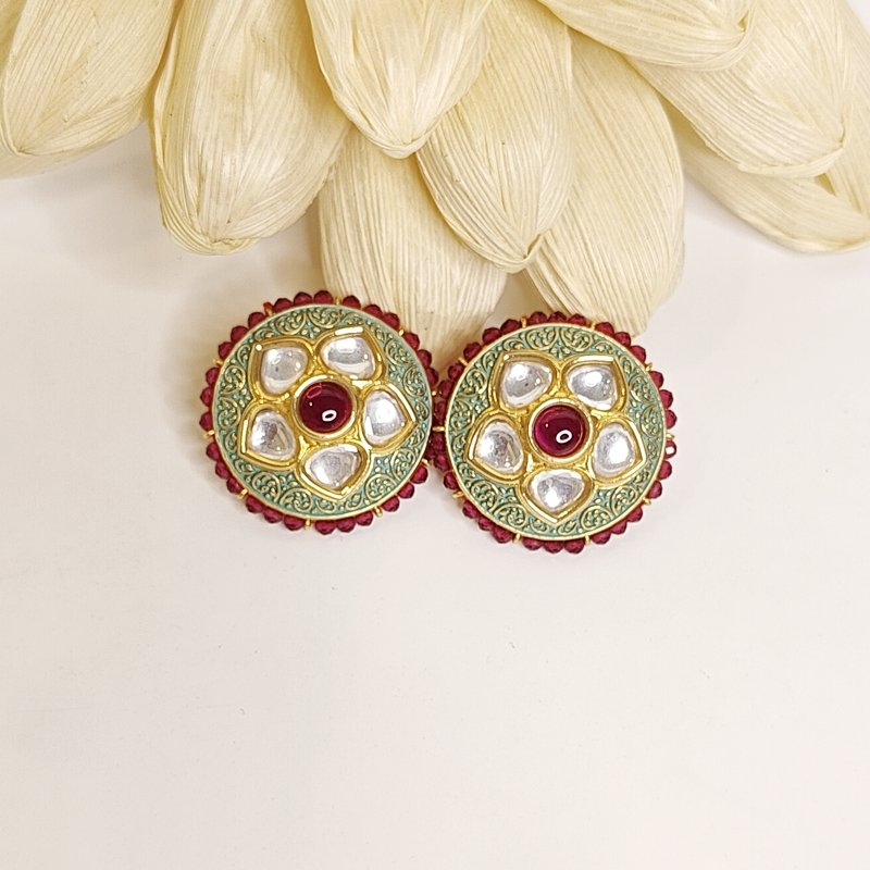 Revika polki studs in mint green enamel
