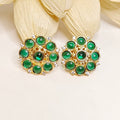 Simran jadau studs with green stone