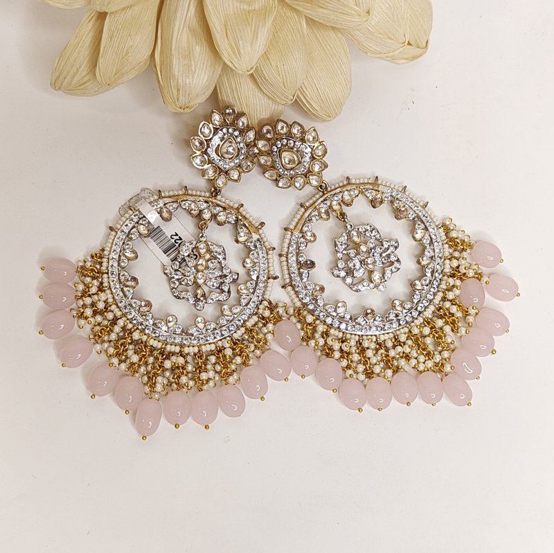 Chhaya pink fusion chaandbali earrings