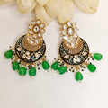 Purnima polki earrings with green drops