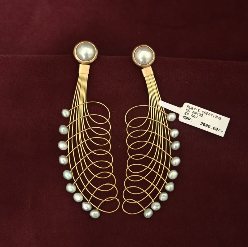 Mishka curled wire danglers with pearls