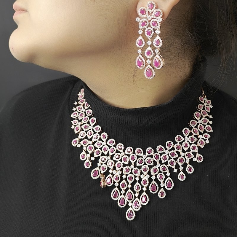 Miraya ruby rose neckline set