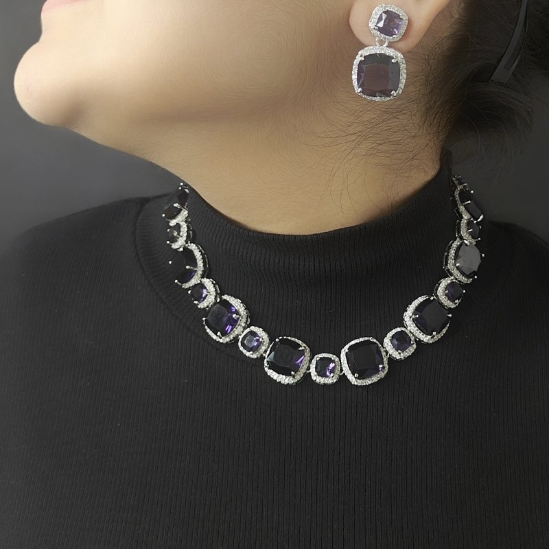 Rivaa purple neckline set