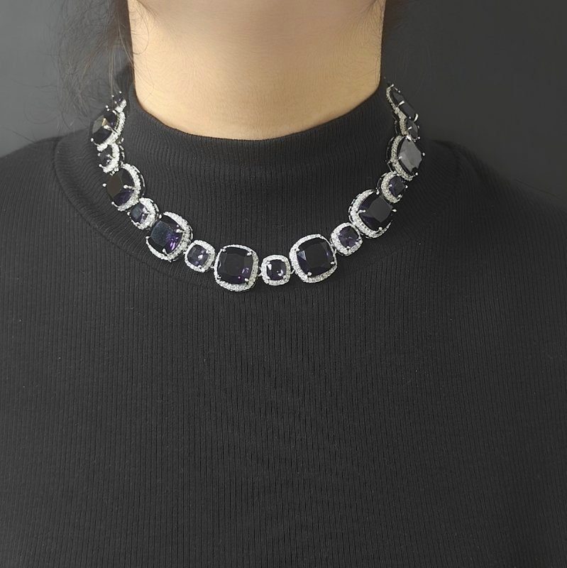 Rivaa purple neckline set detail
