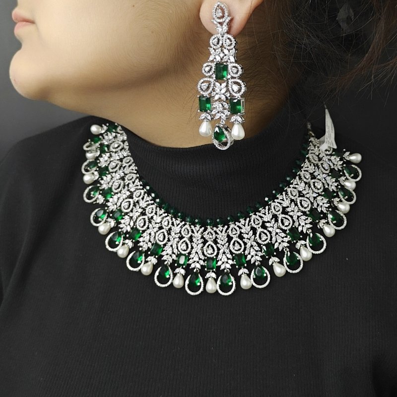 Ramya green necklace set