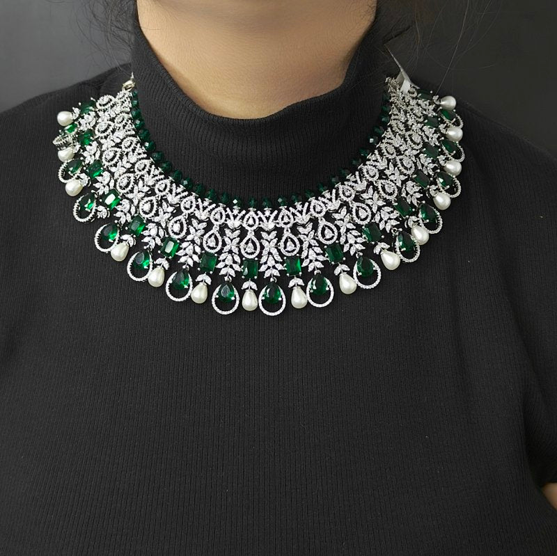 Ramya green necklace set alternate view