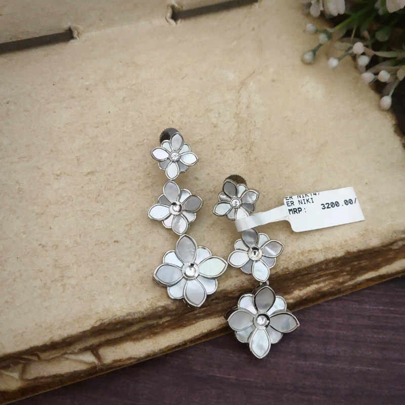 Elakshi mother of pearl floral earrings