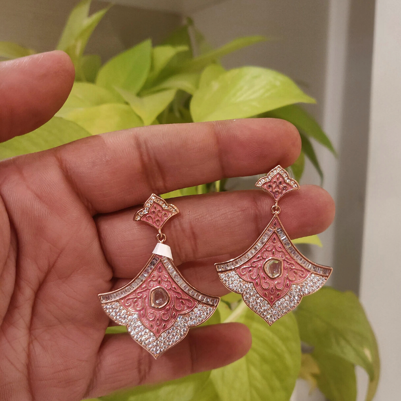 Vinaya pink earrings detail