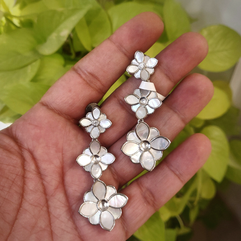 Elakshi mother of pearl earrings detail