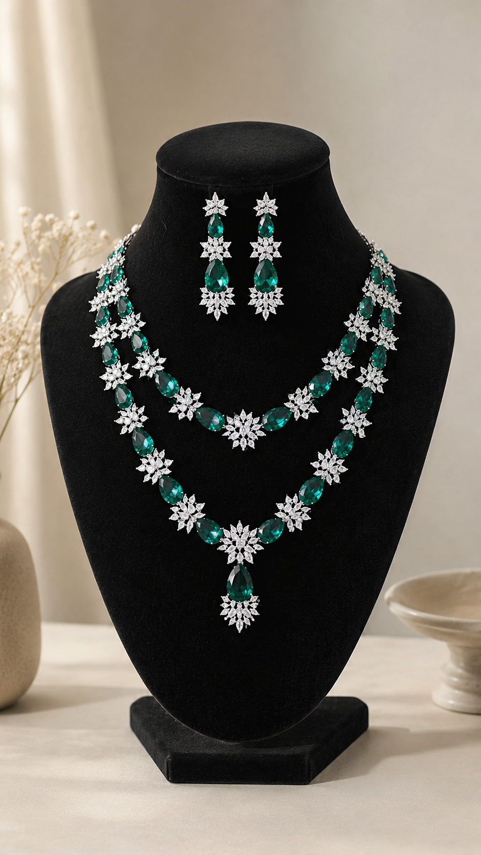 Kavya Mint Green Necklace Set