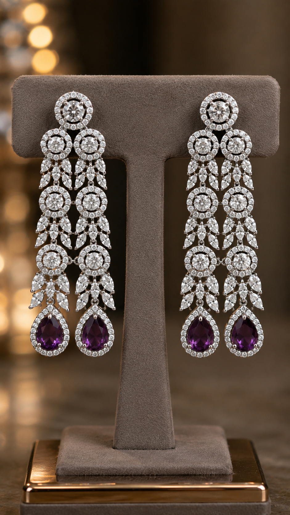 Hiya Purple Necklace Set White Rhodium