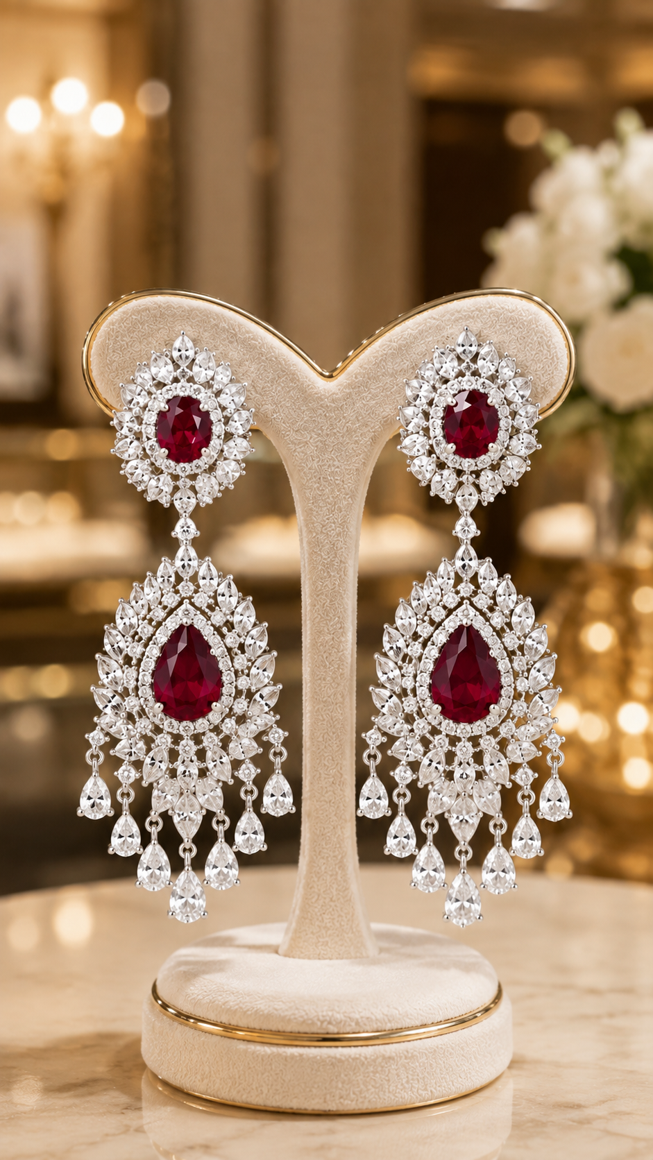 Rehana Pendant Set Ruby Red