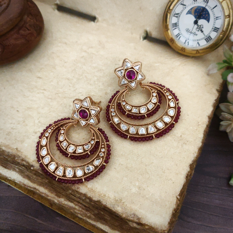 Mehrima polki chaandbali in maroon