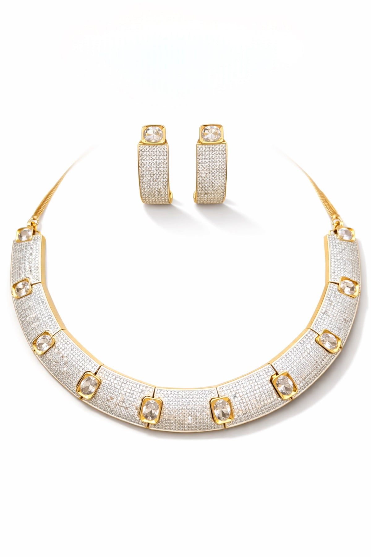 Golden Collar necklace set on light background