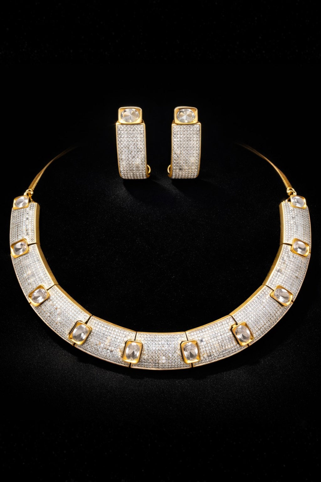 Golden Collar necklace set on black