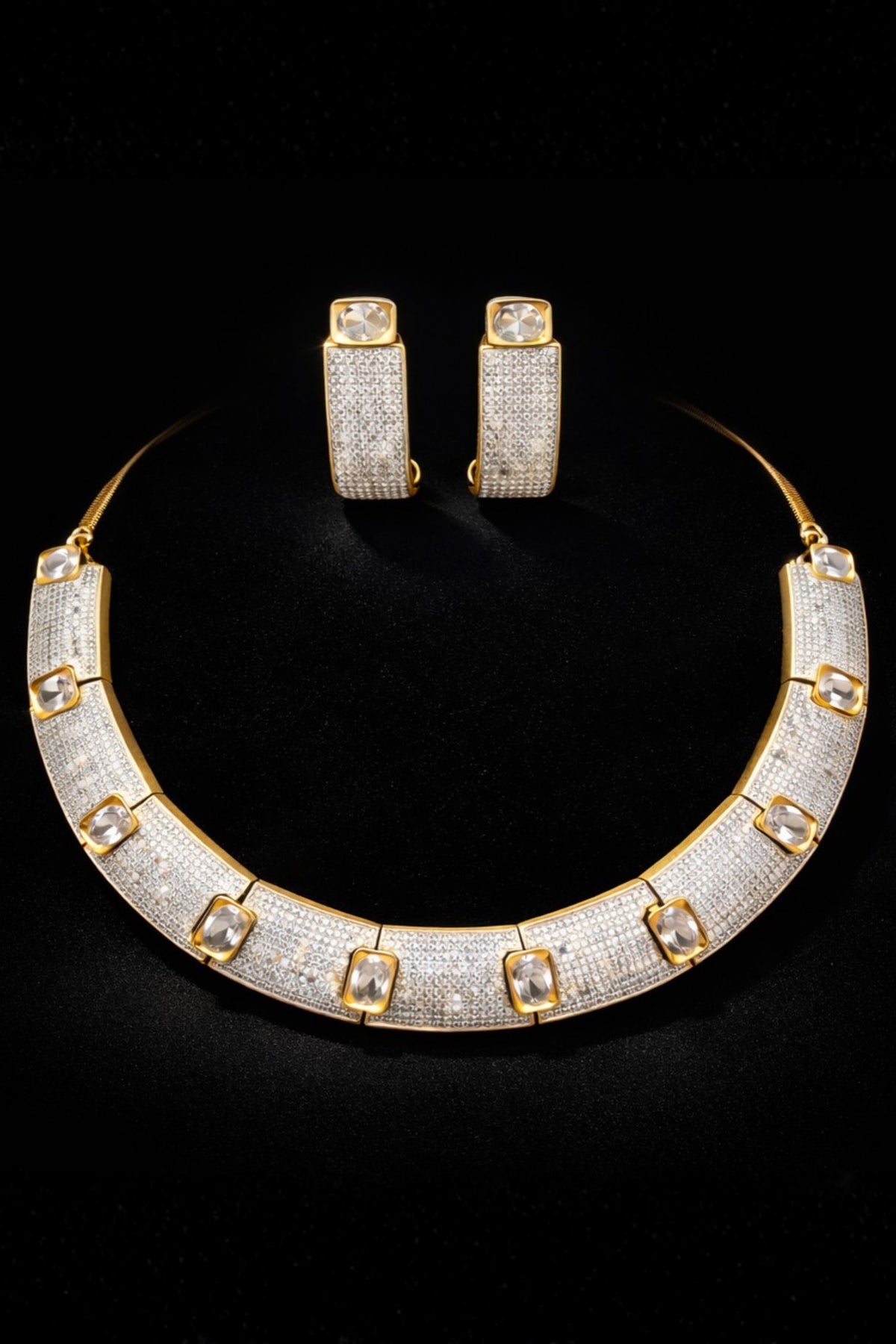 Golden Collar necklace set on black