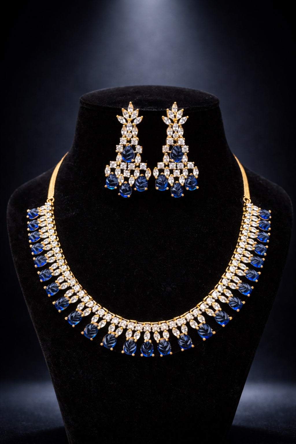 Sapphire Royal AD necklace set on black
