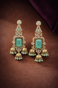 Quartz Royal AD jhumki earrings in mint green