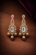 Quartz Royal AD jhumki earrings with maroon beads