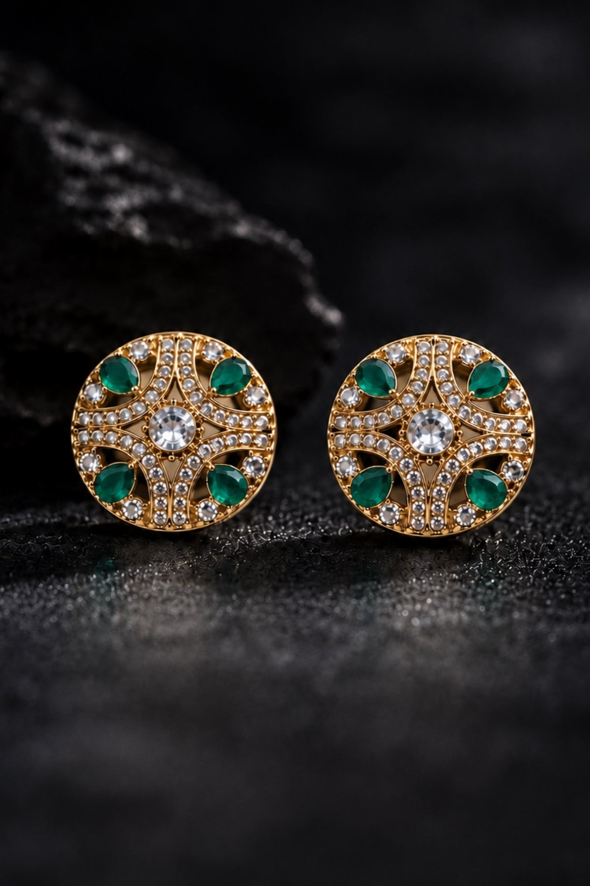 Pathway AD studs with emerald green stones