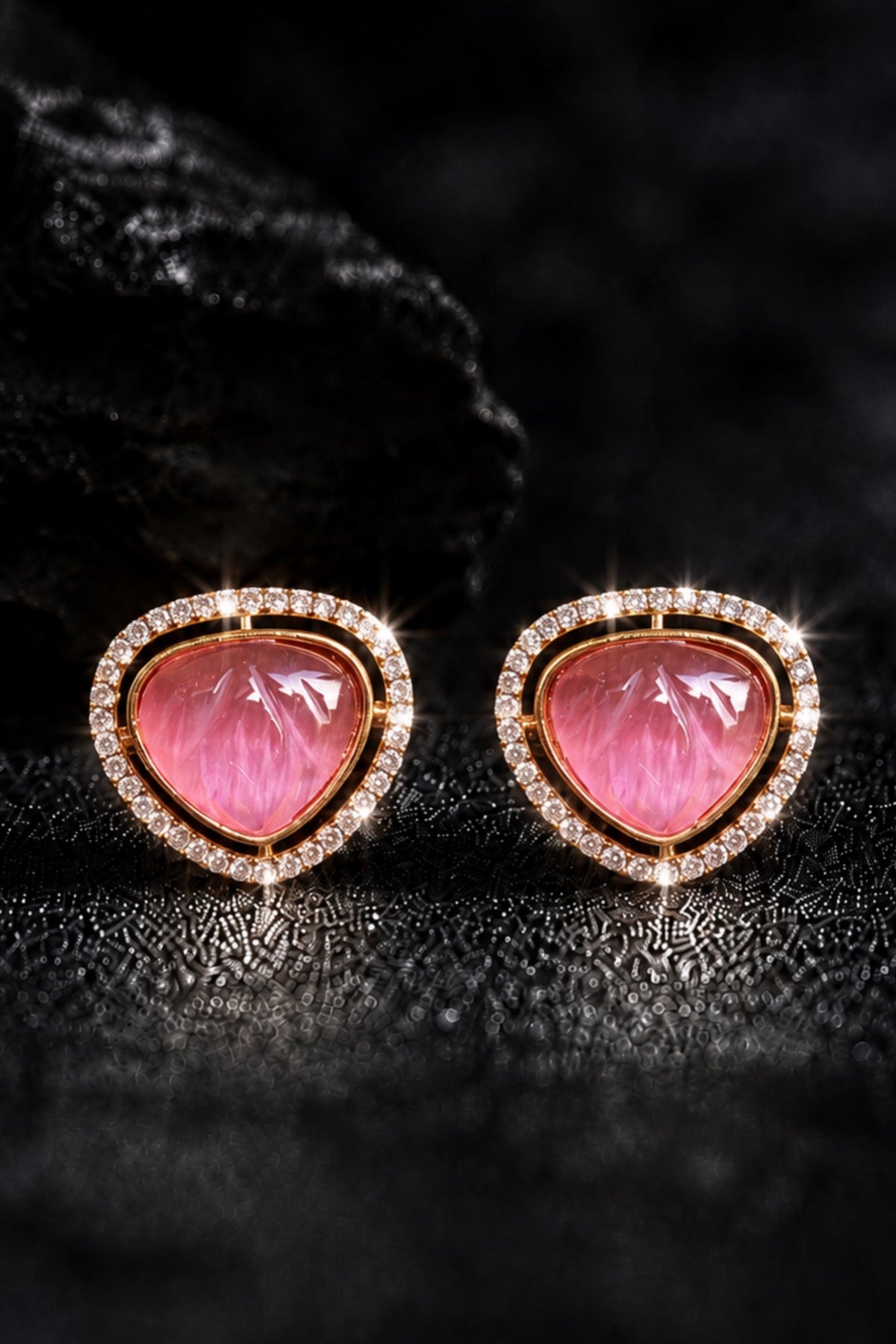 Every Day AD studs with baby pink stone