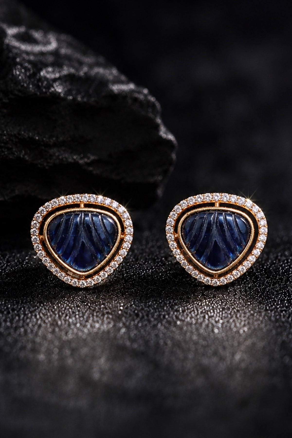 Every Day AD studs with sapphire blue stone