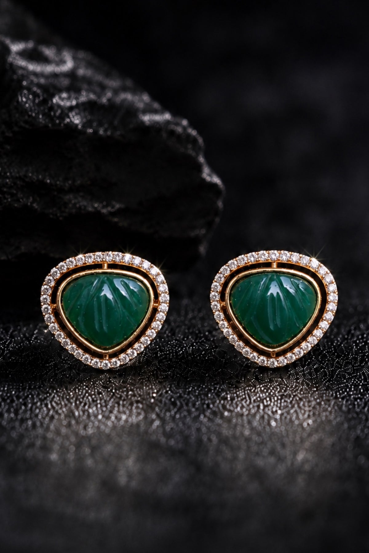 Every Day AD studs with green stone