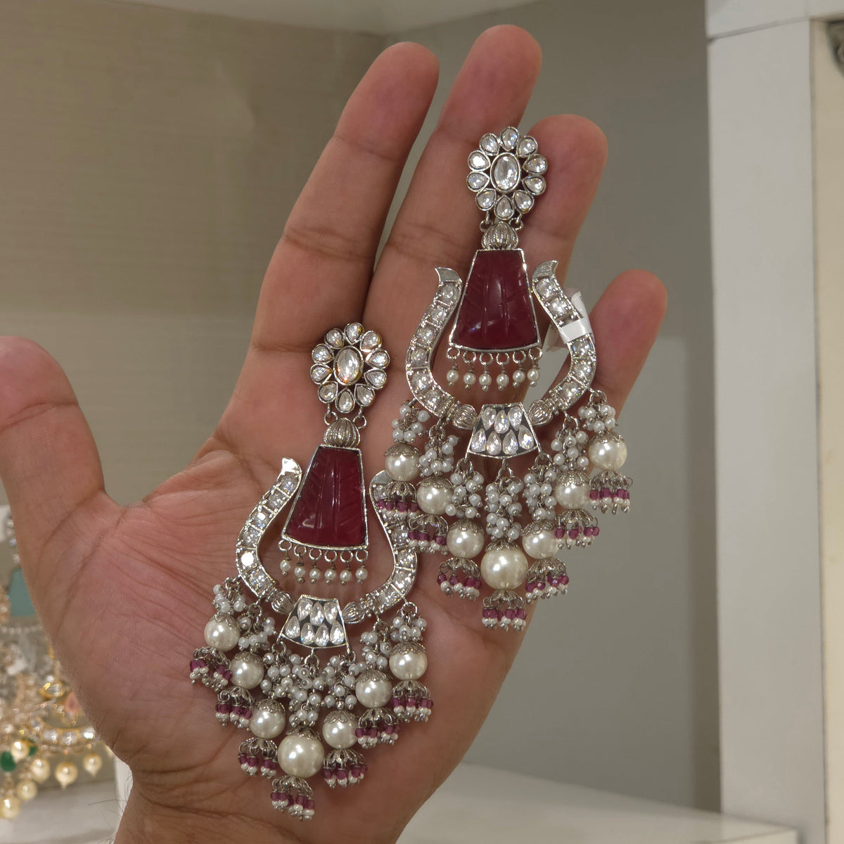 Hasita polki chandelier earrings