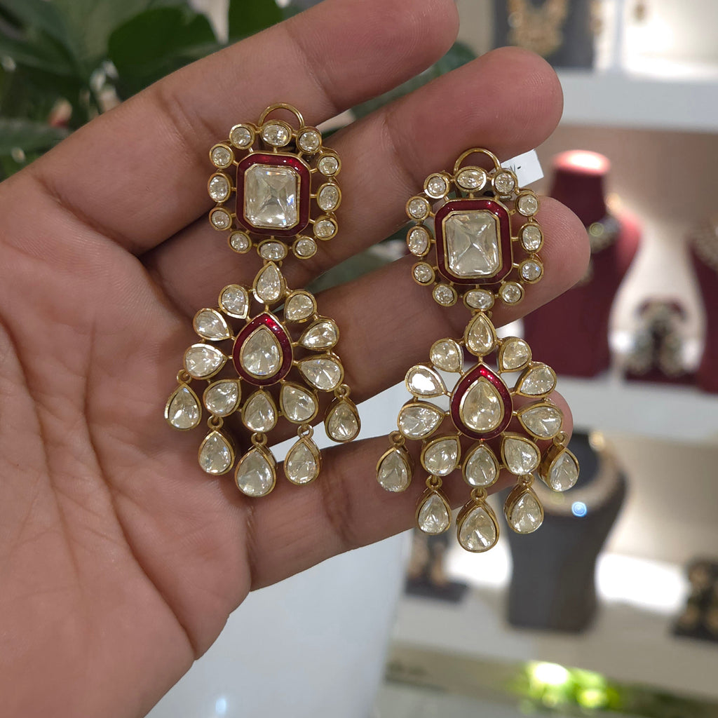 Mehrin moissanite polki danglers detail