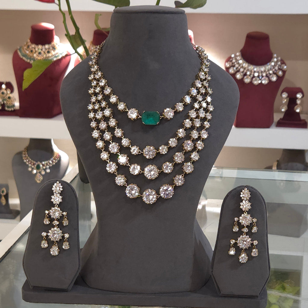 Gulika CZ statement necklace set