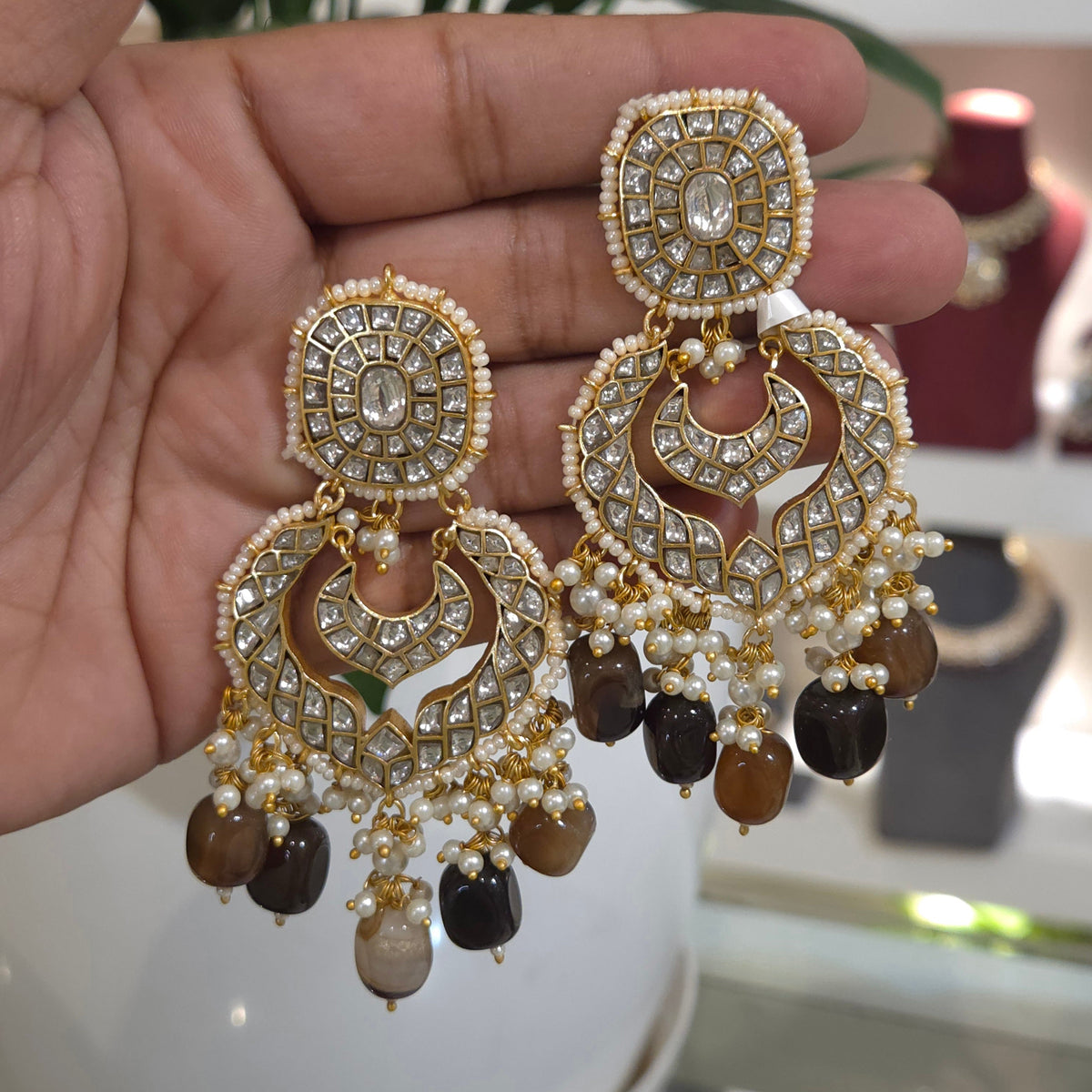 Tripti uncut polki antique danglers