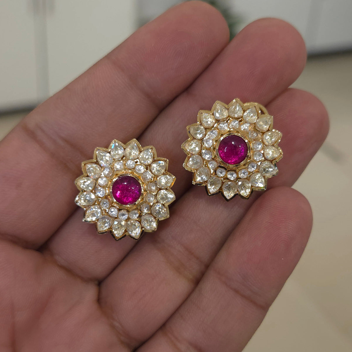 Sana moissanite polki floral studs