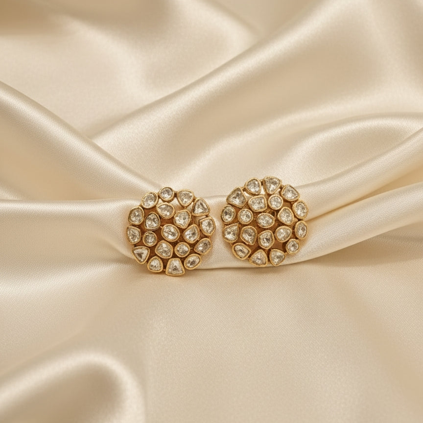 Advika round moissanite polki studs