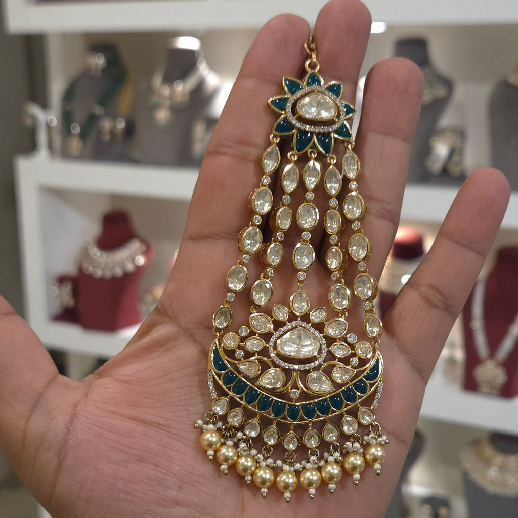 Aarma moissanite polki passa pearl drop detail