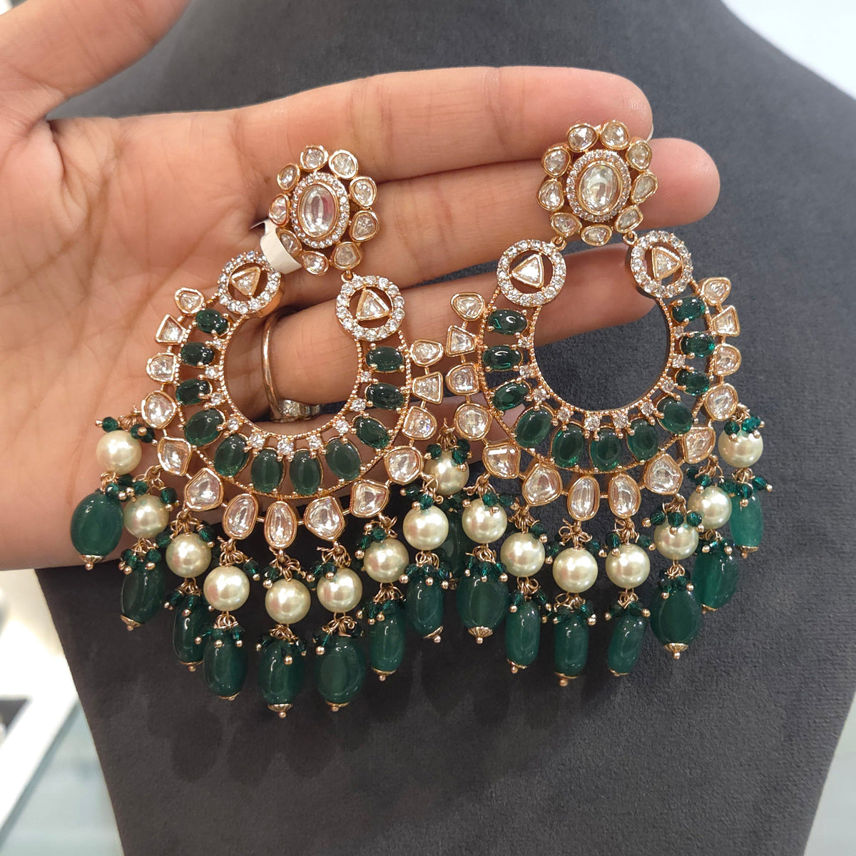 Jiya polki earrings in rose gold
