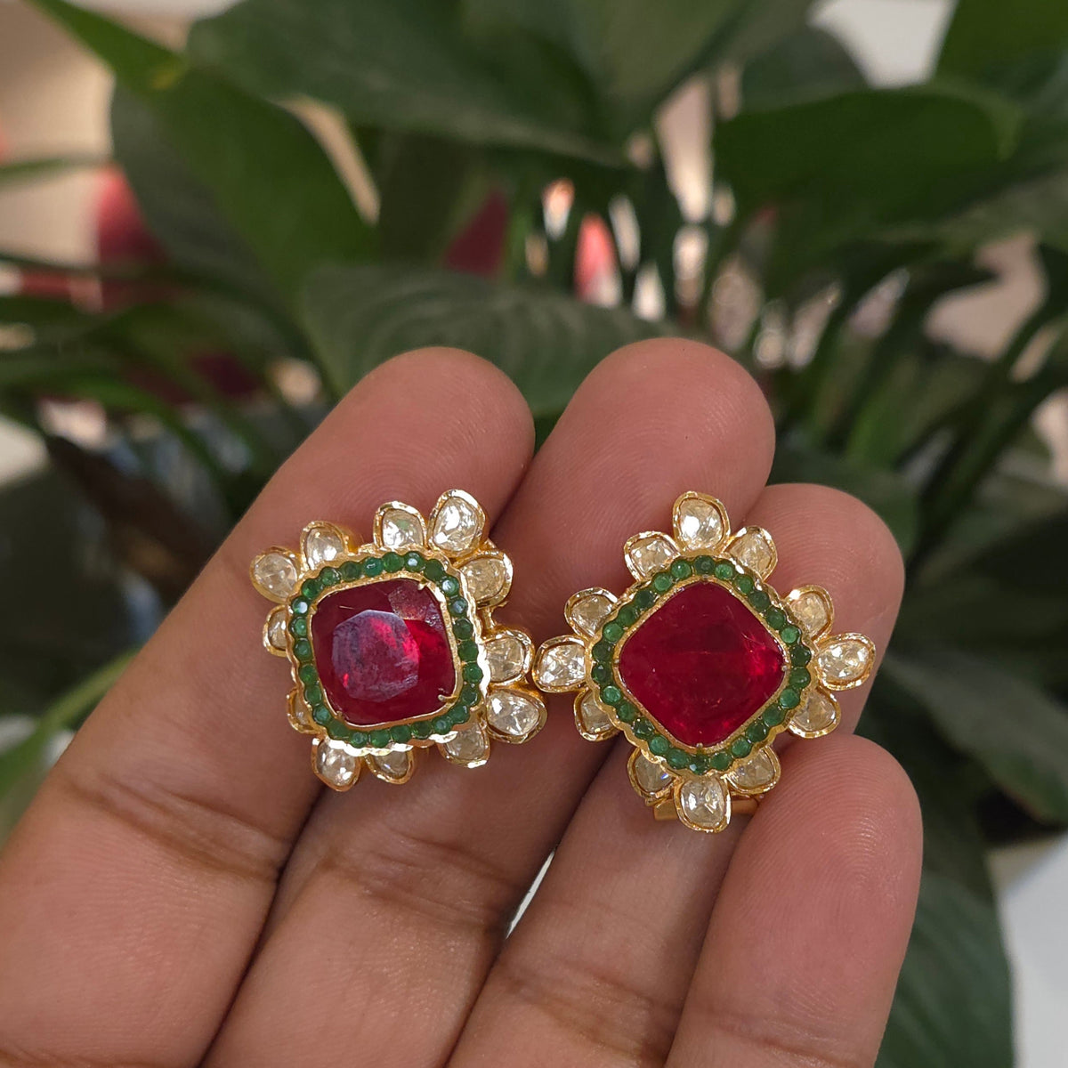 Mahika moissanite polki studs
