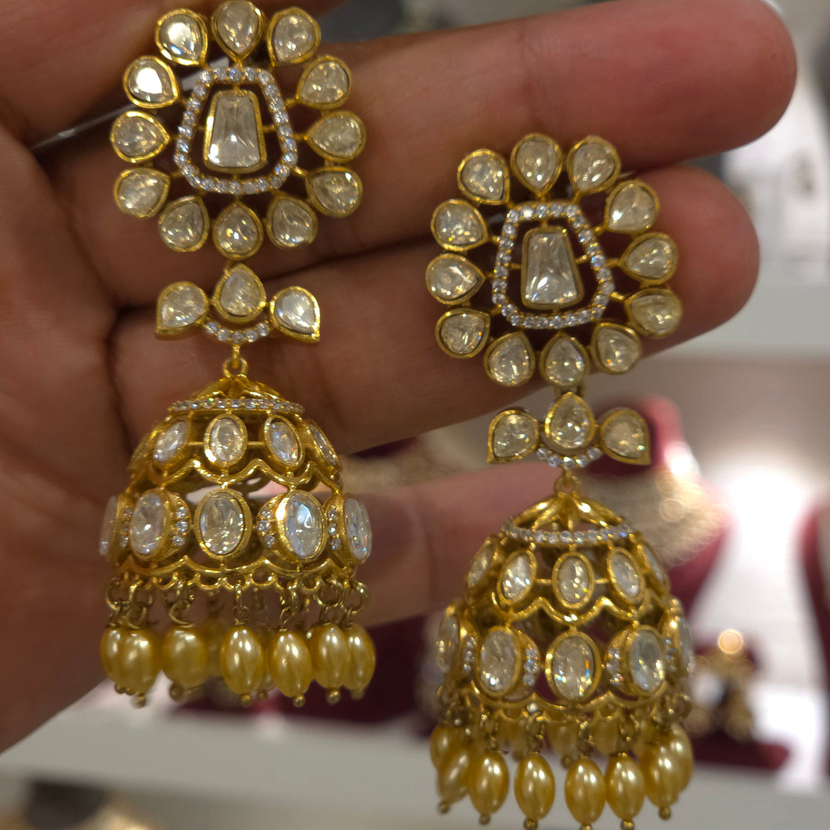 Malvika moissanite polki jhumki