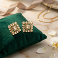 Chandni moissanite polki studs in dull gold
