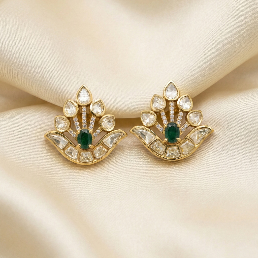 Vaishali moissanite polki studs