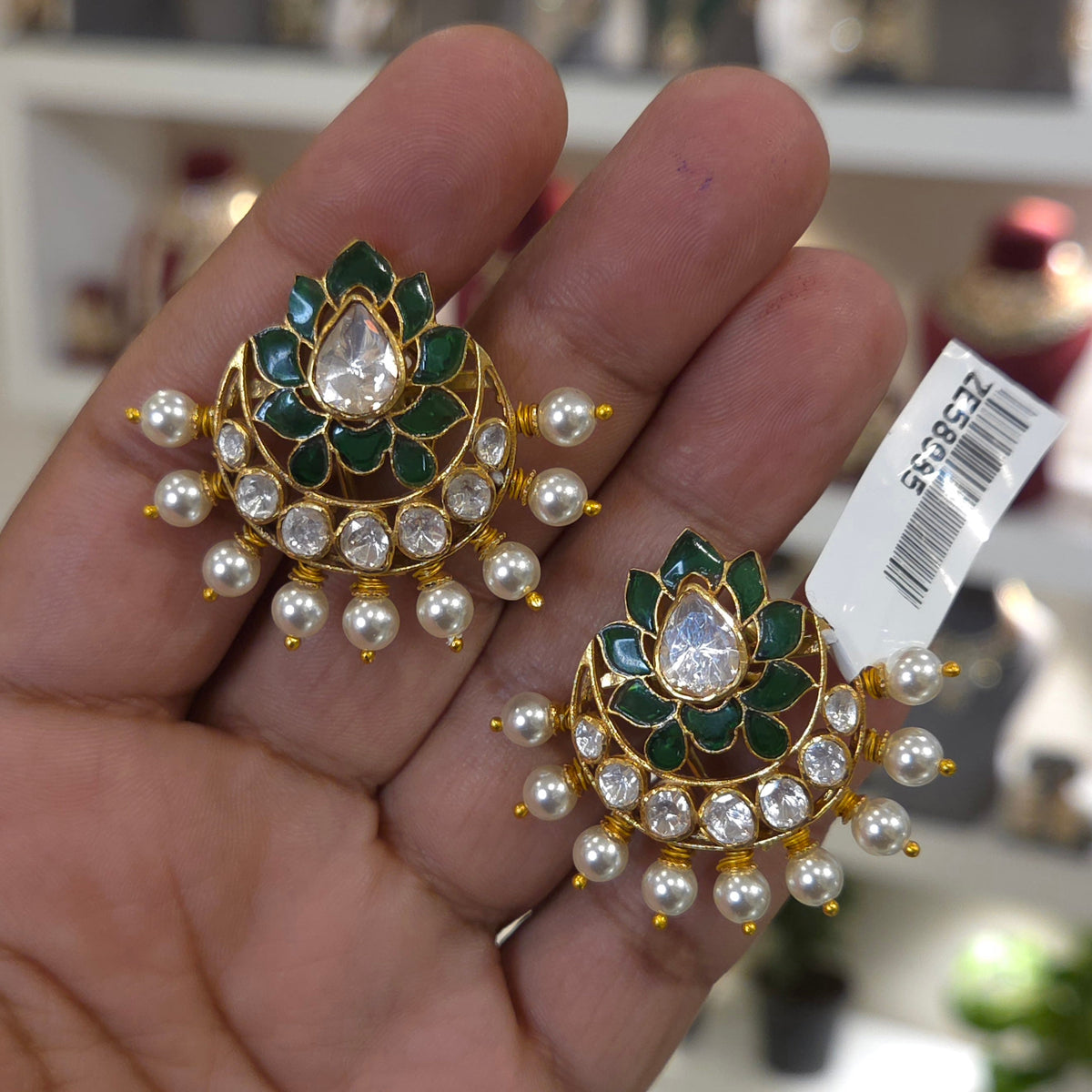 Zara moissanite polki lotus studs detail