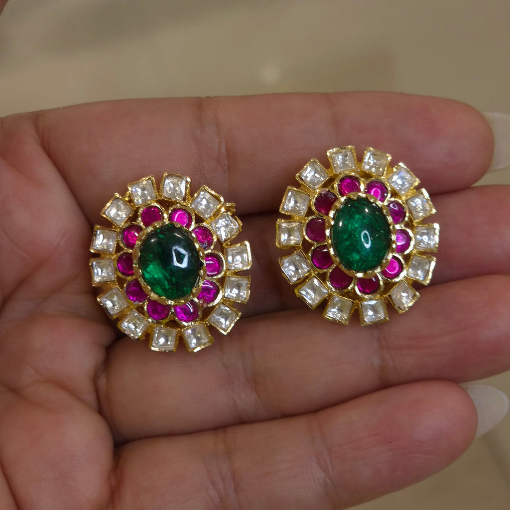 Mira moissanite polki floral studs