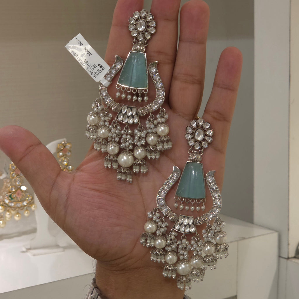 Hasita polki chandelier earrings detail