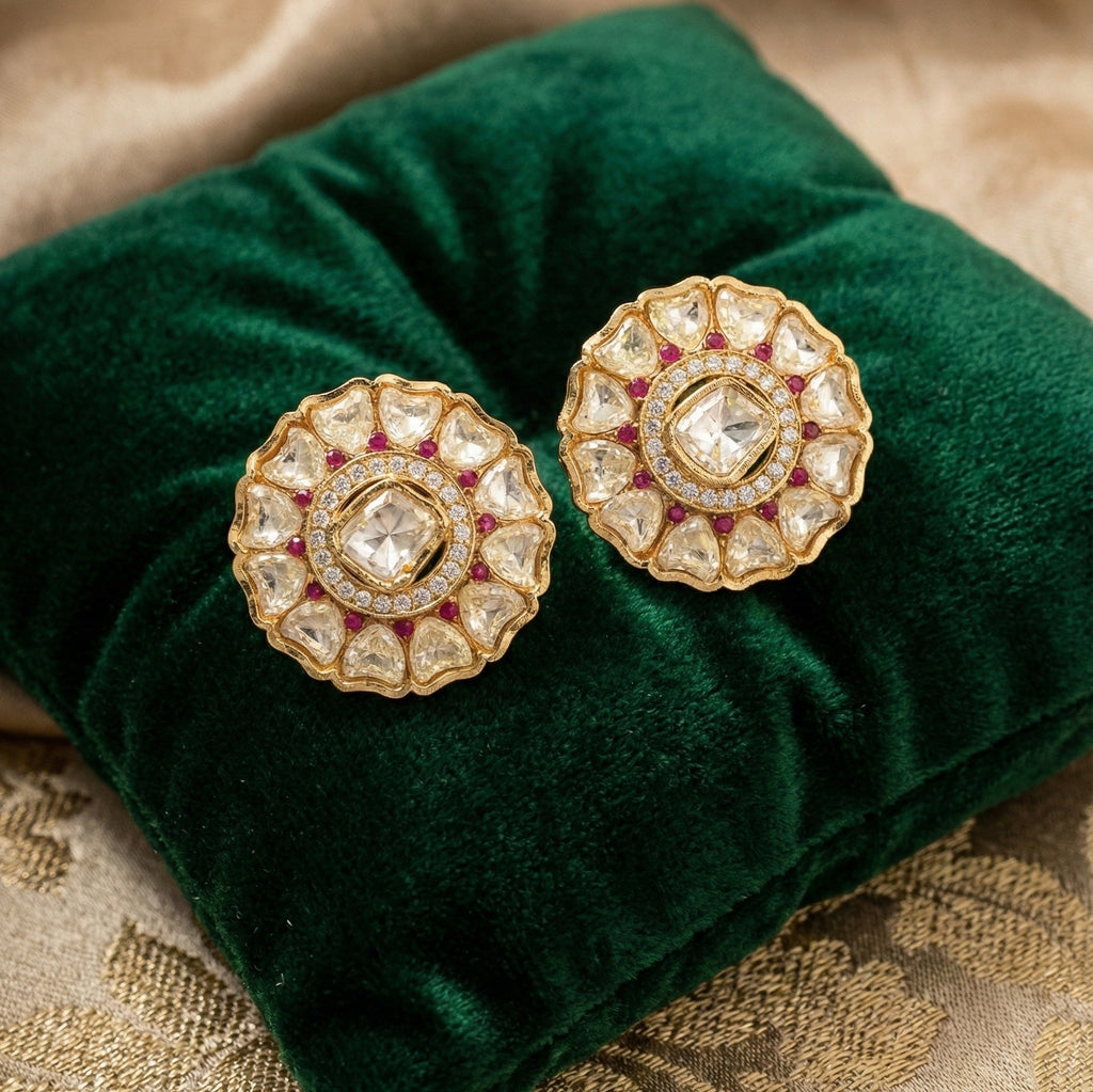 Nandita moissanite polki studs detail